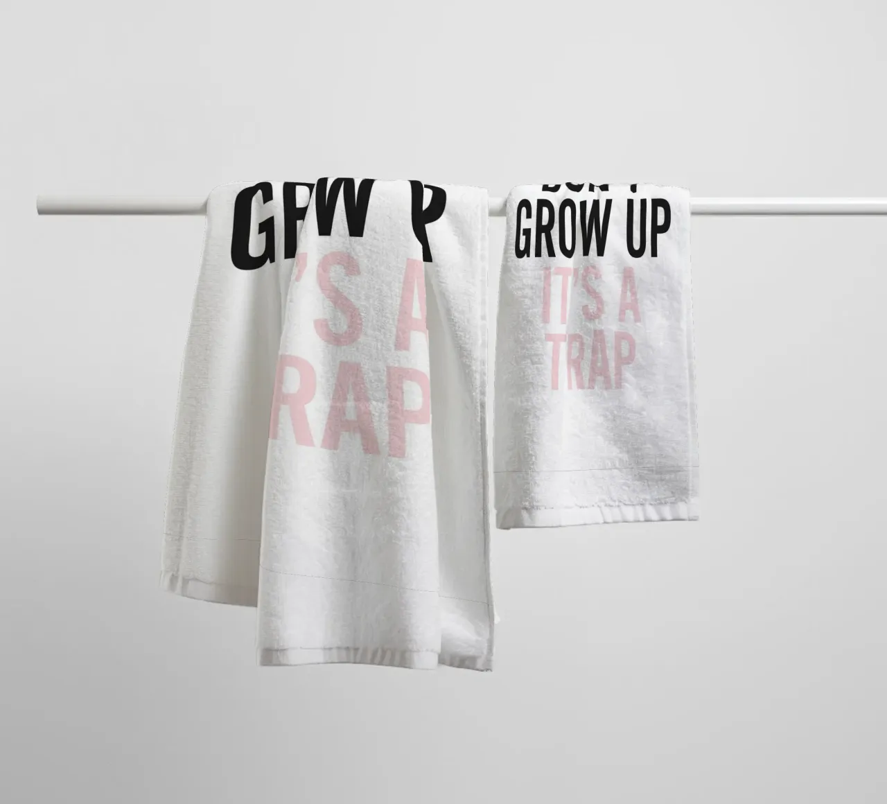 Don't Grow Up - Humorous typography design towel by Whole©