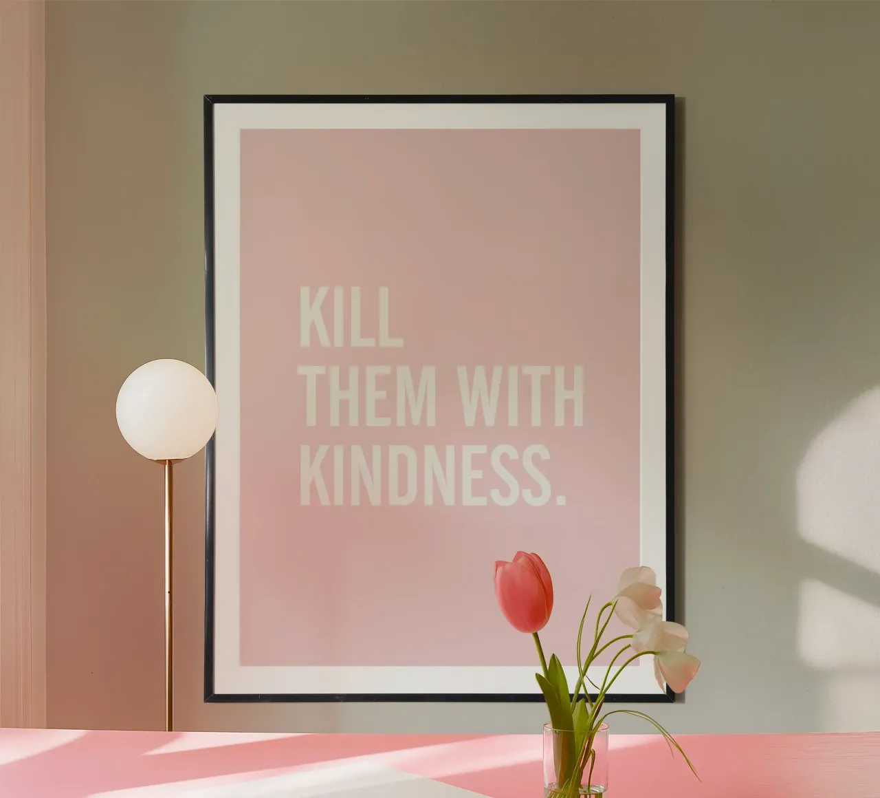 Uccideteli con gentilezza - Rosa Typografie-Design poster da Whole©