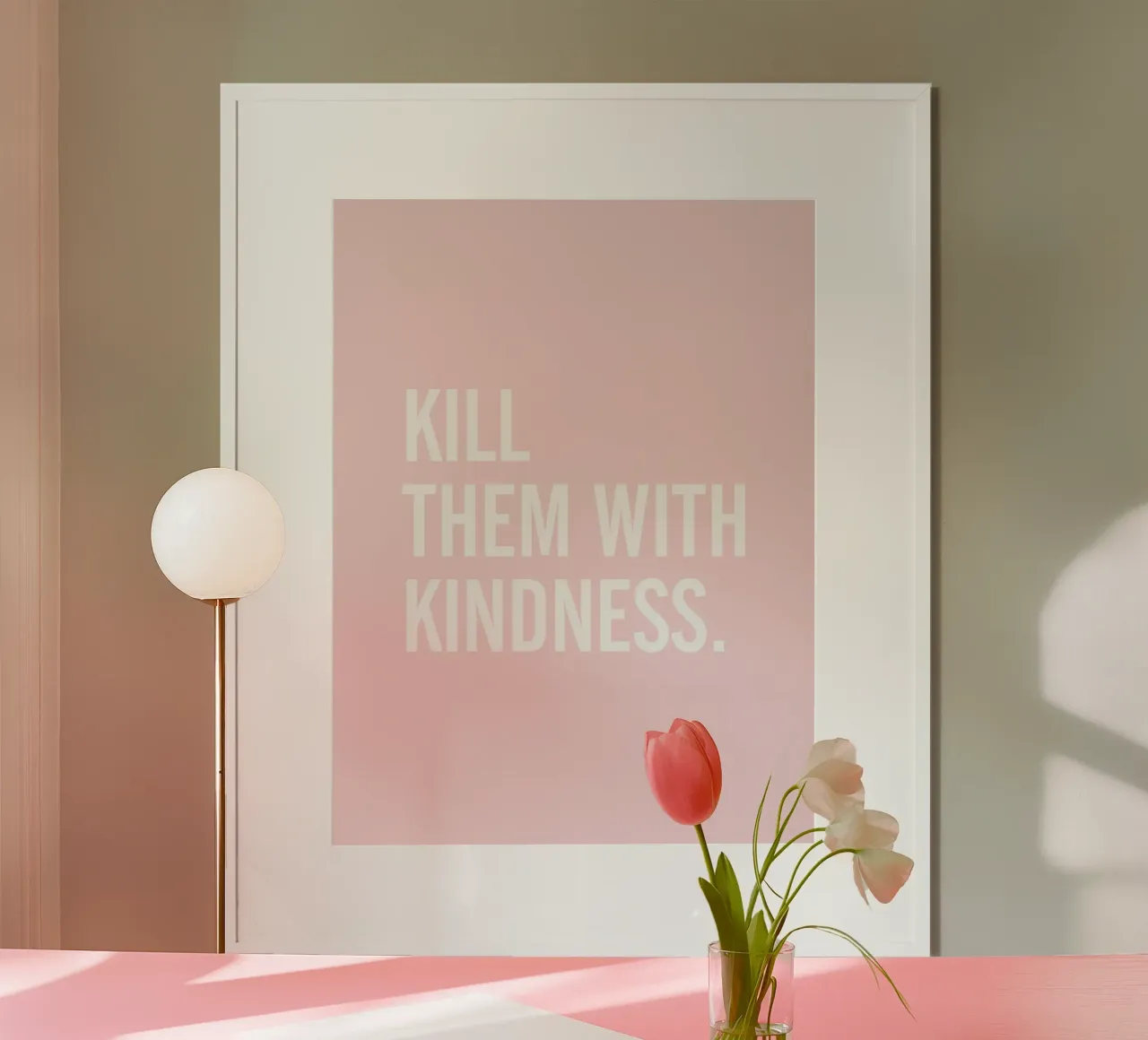 Uccideteli con gentilezza - Rosa Typografie-Design poster da Whole©