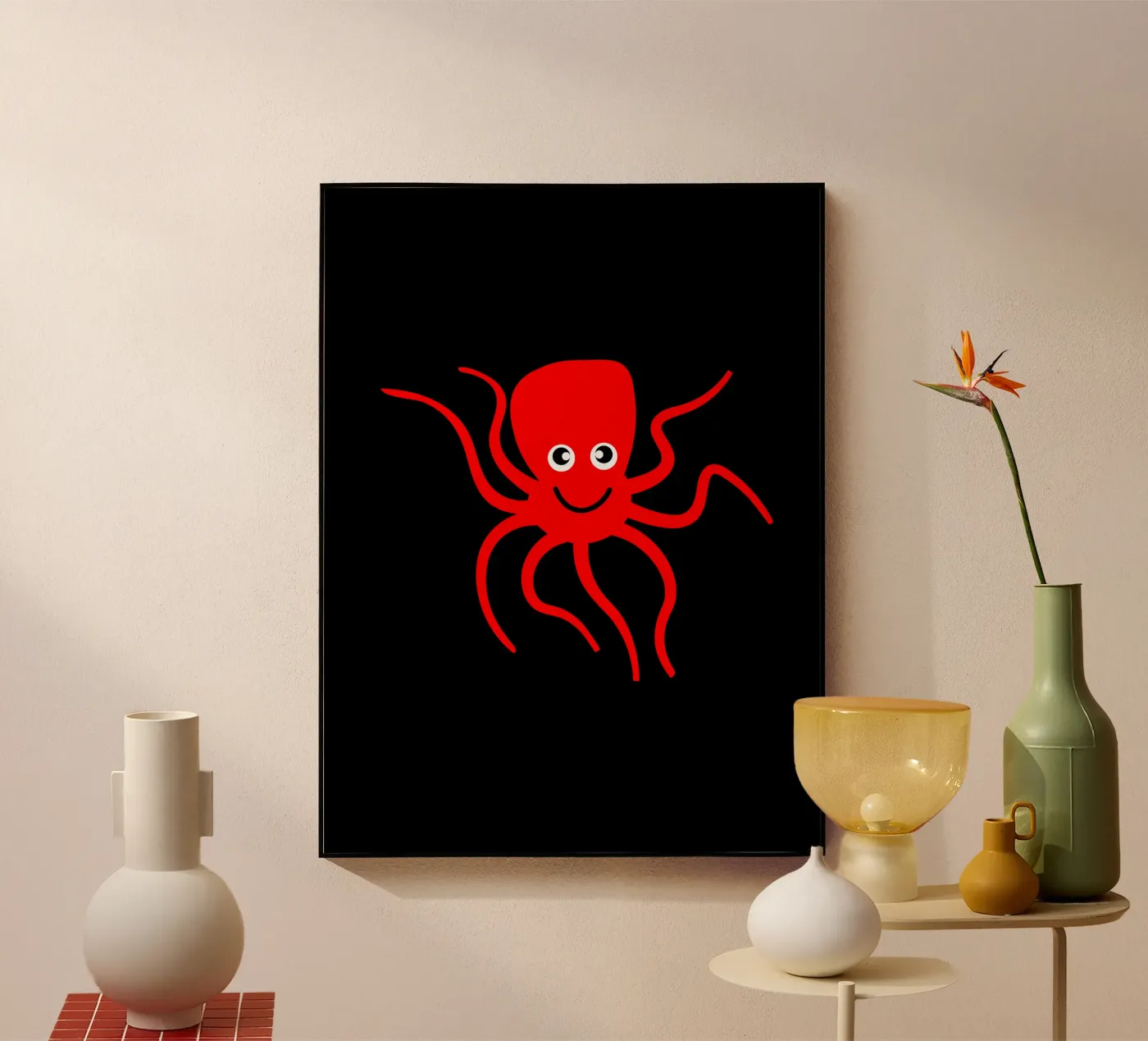 Cute red octopus Acryl-Glas von happieeagle