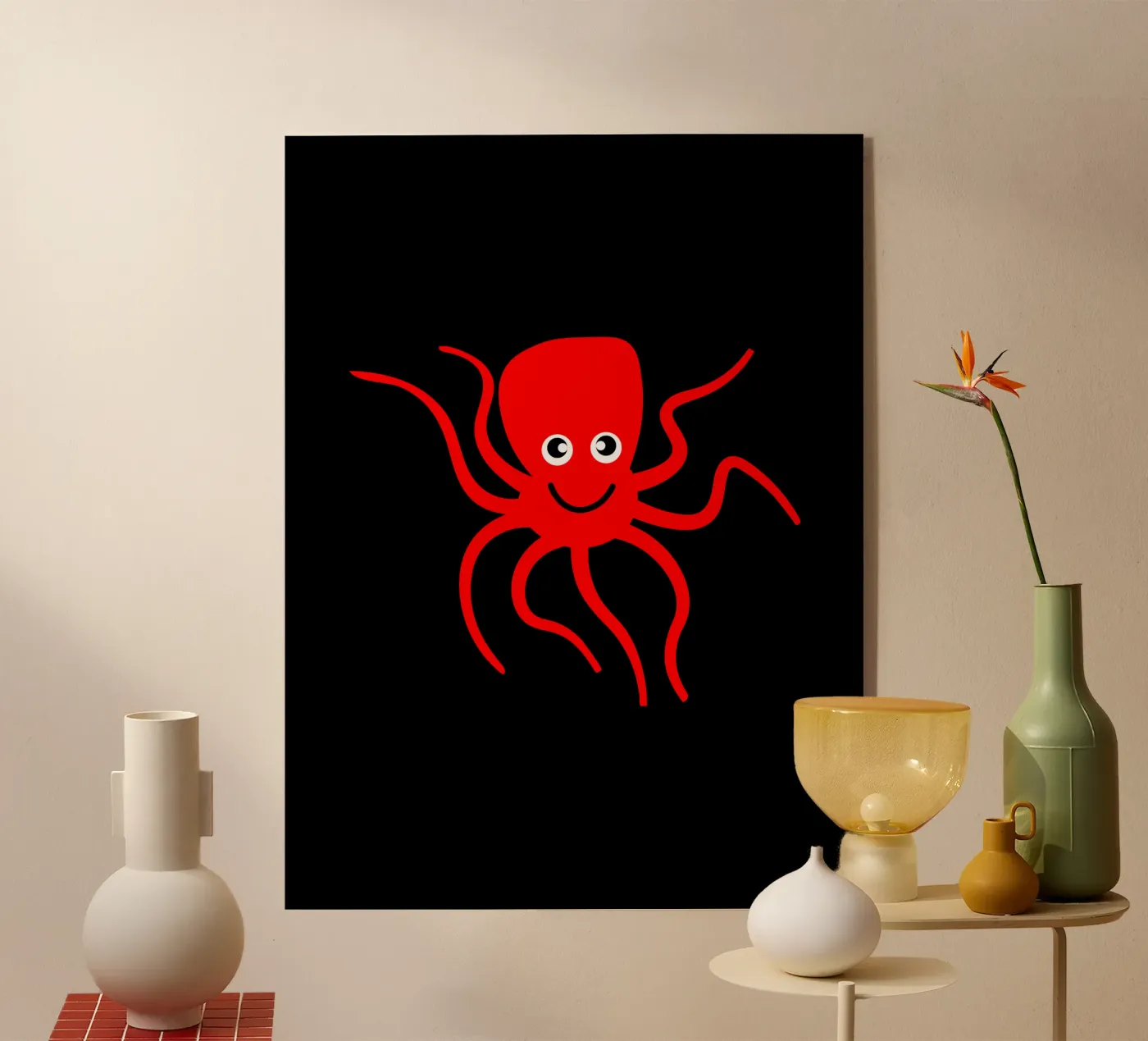 Cute red octopus Acryl-Glas von happieeagle