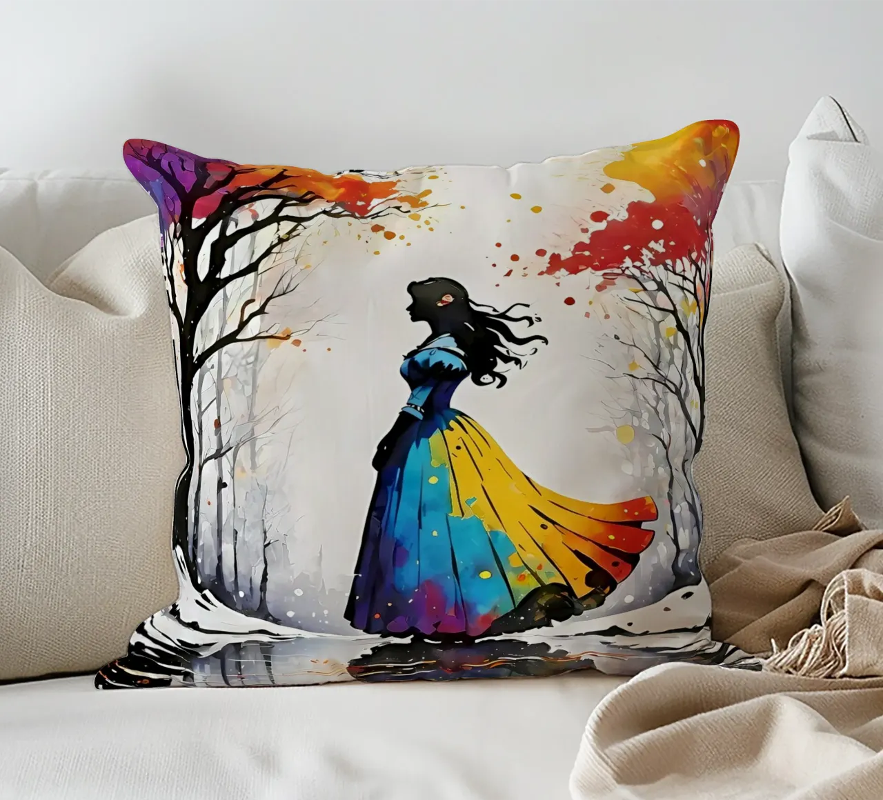 Snow walk decorative cushion by Eni Brandon