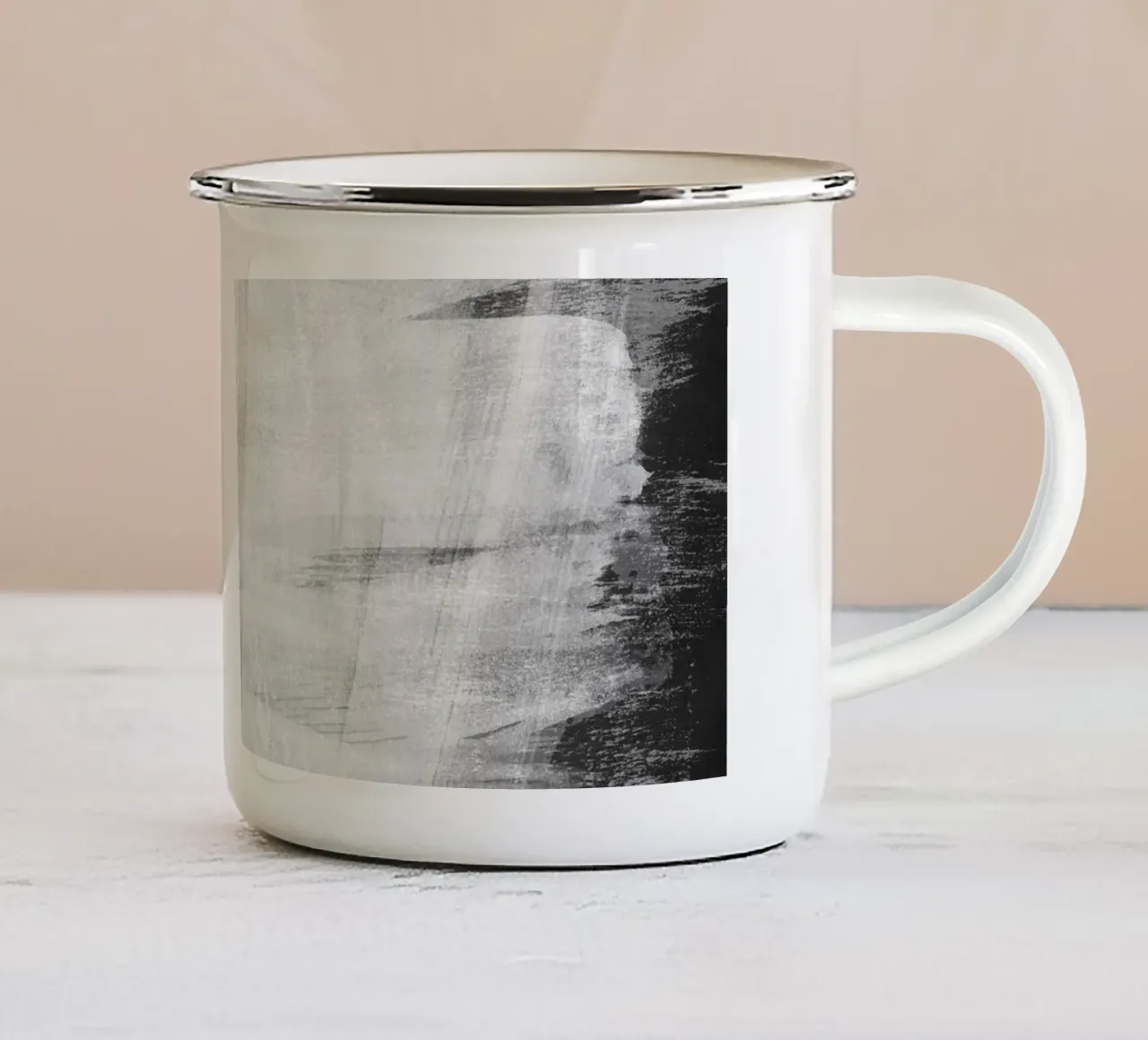 Minimale astratto in bianco e nero 10 tazza in smalto da amini54
