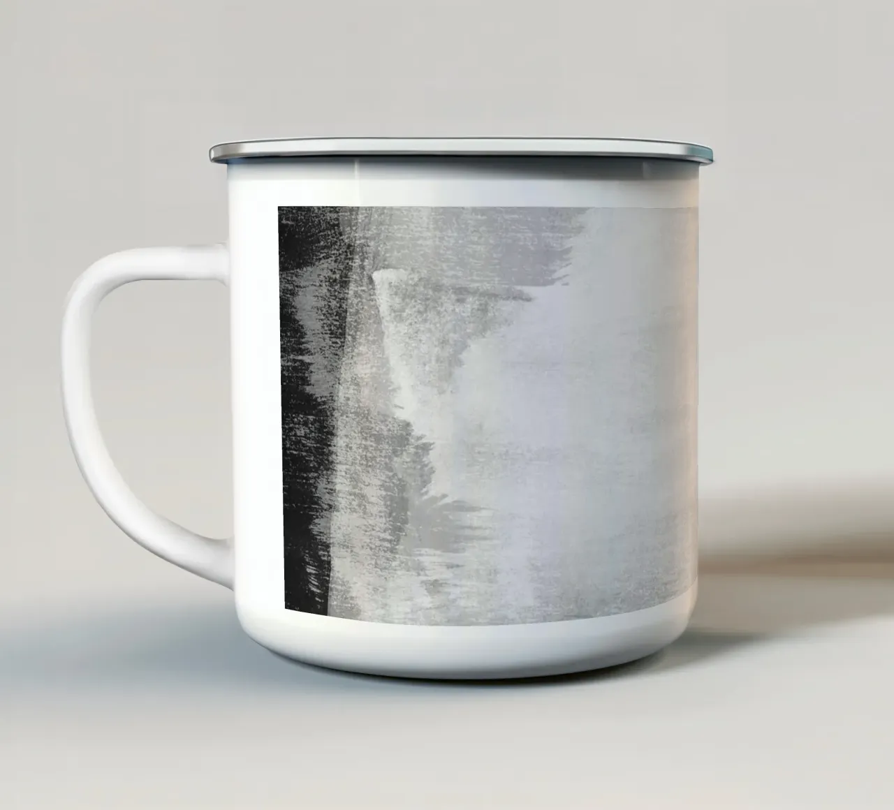 Minimale astratto in bianco e nero 10 tazza in smalto da amini54