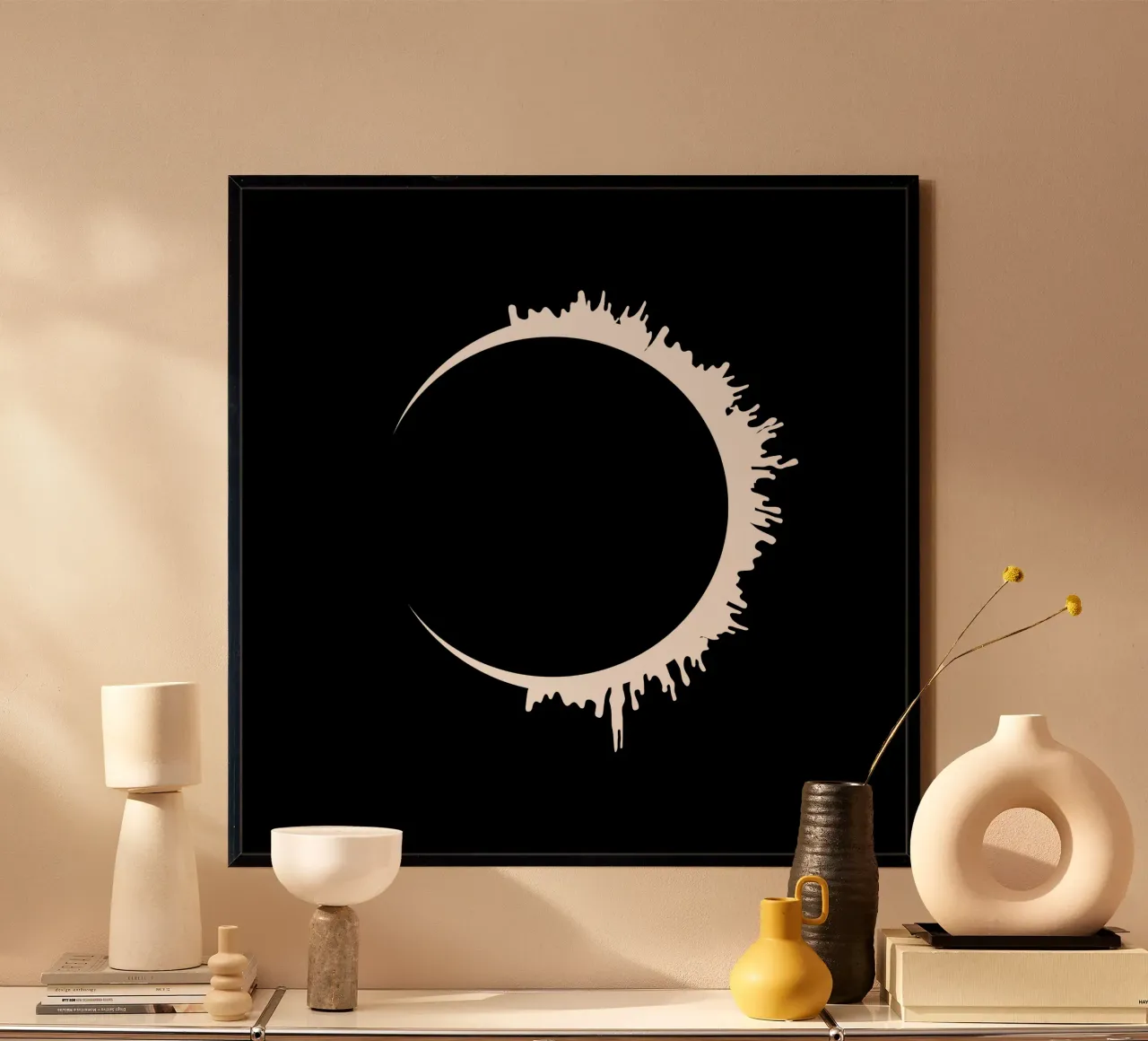 Solar lunar eclipse poster con telaio in legno da happieeagle