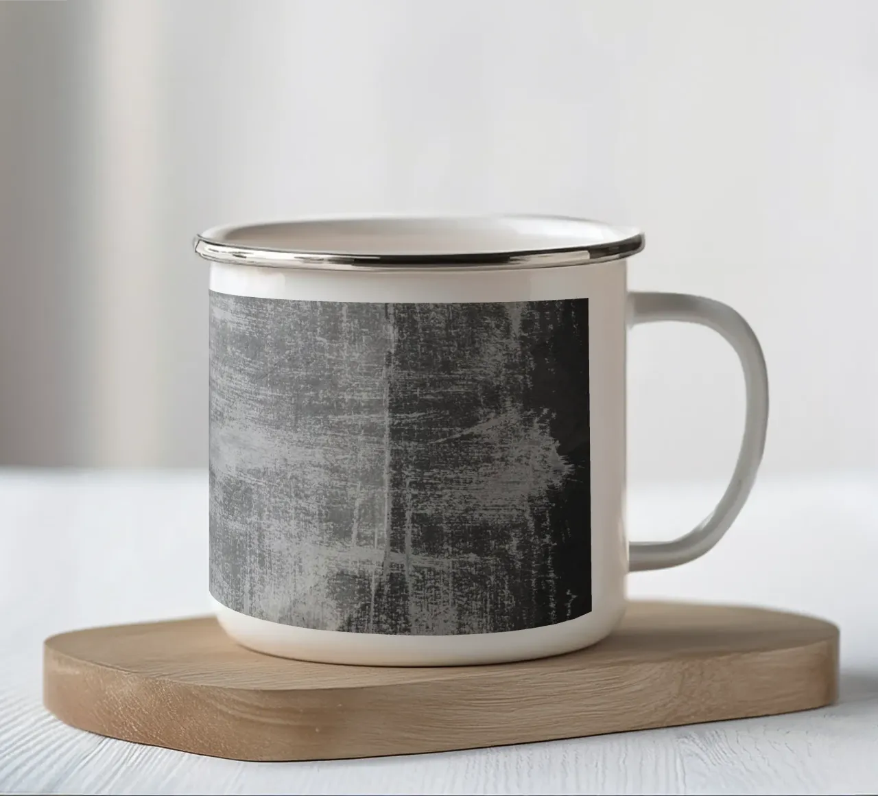 Minimale astratto in bianco e nero 07 tazza in smalto da amini54