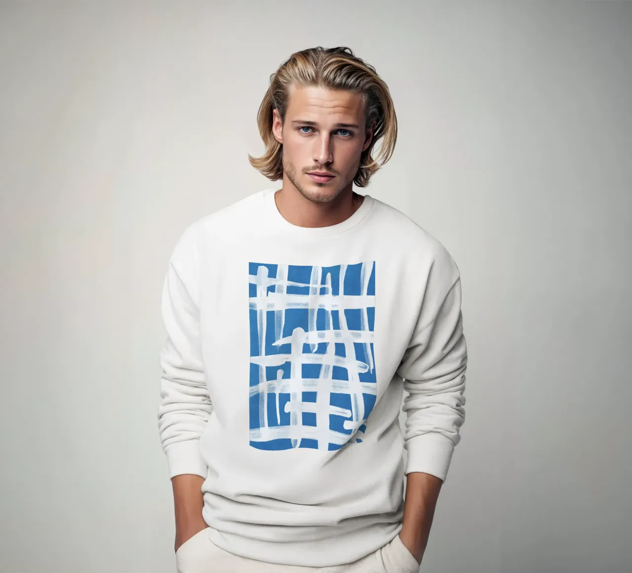 Linee astratte blu e bianche 02 felpa da amini54
