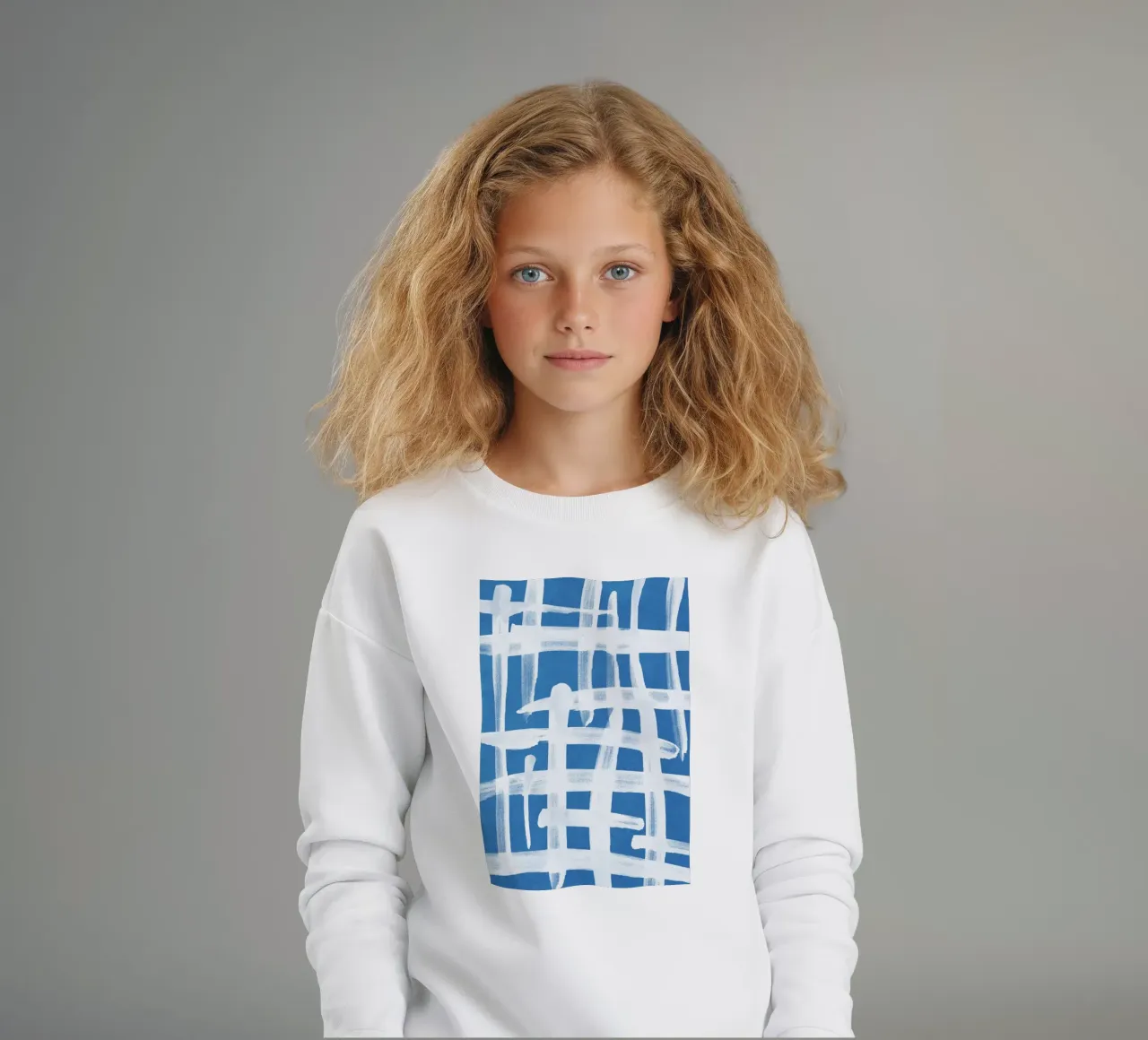 Linee astratte blu e bianche 02 felpa bambino da amini54