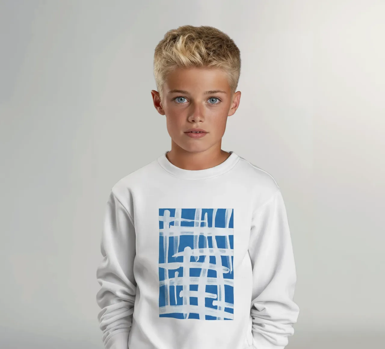 Linee astratte blu e bianche 02 felpa bambino da amini54