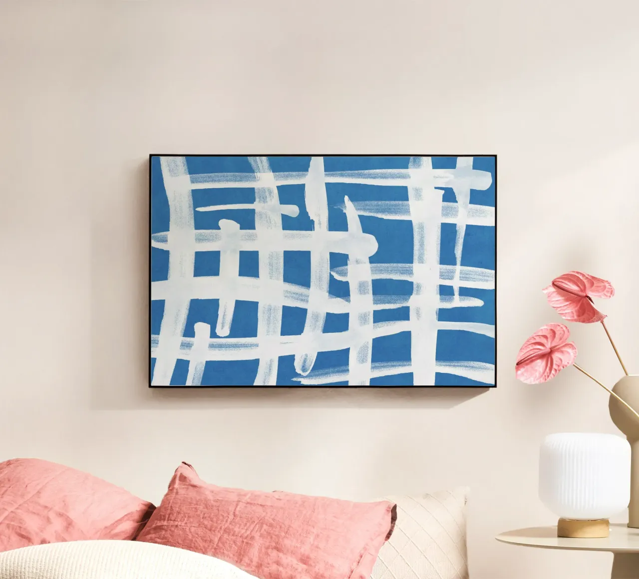 Linee astratte blu e bianche 02 plexiglass da amini54