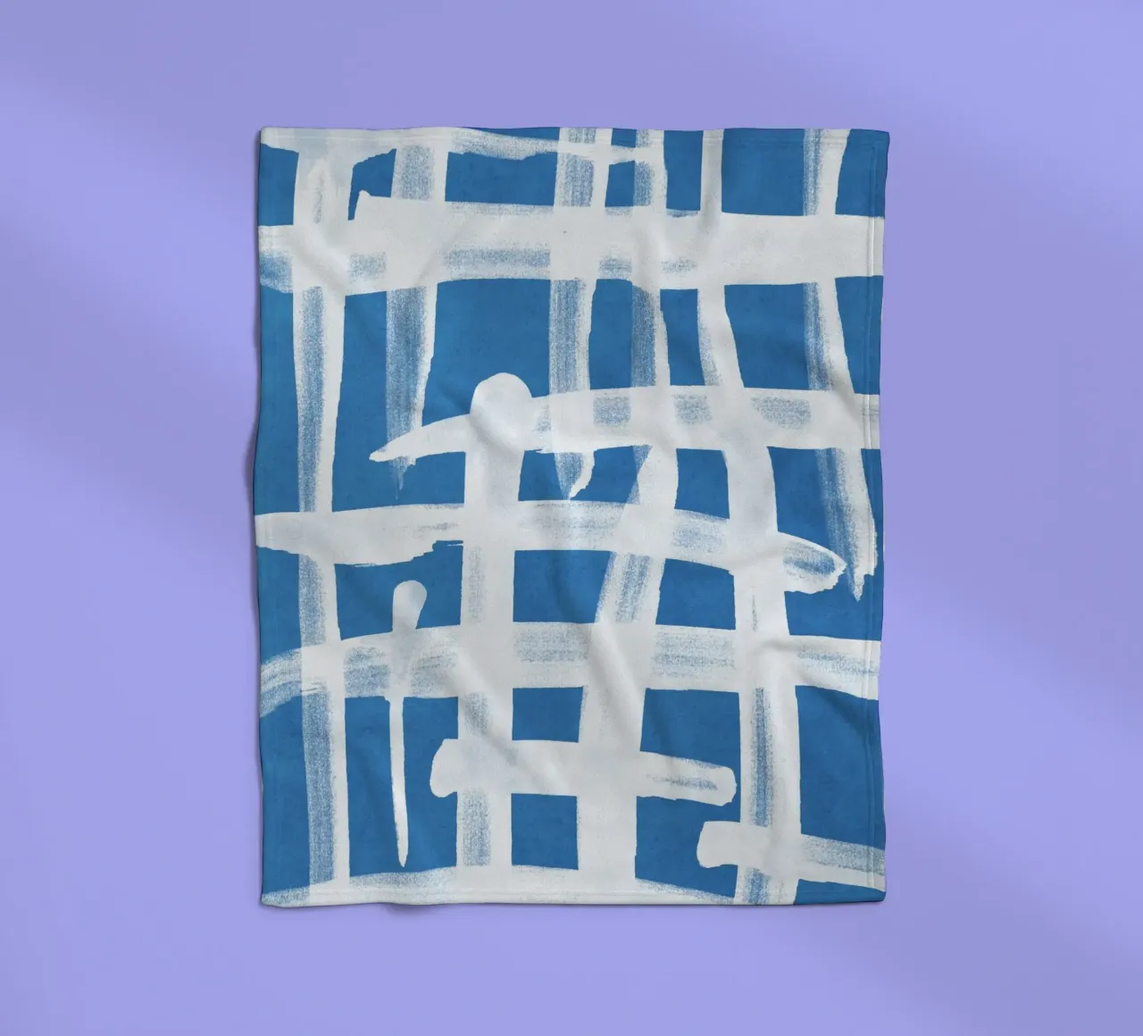 Linee astratte blu e bianche 02 coperta in pile da amini54