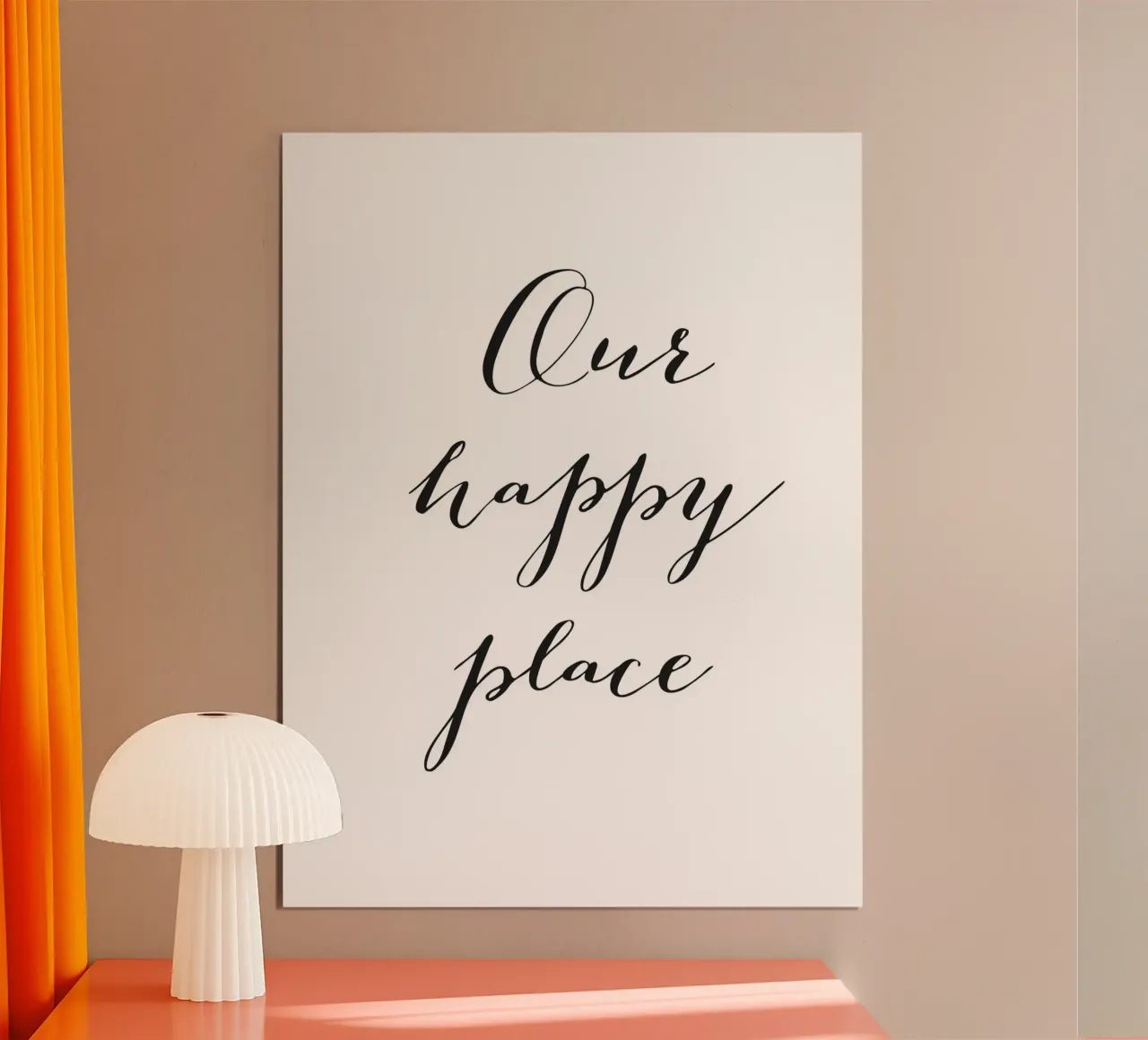 Onze gelukkige plek poster met kunststof frame van Whole©
