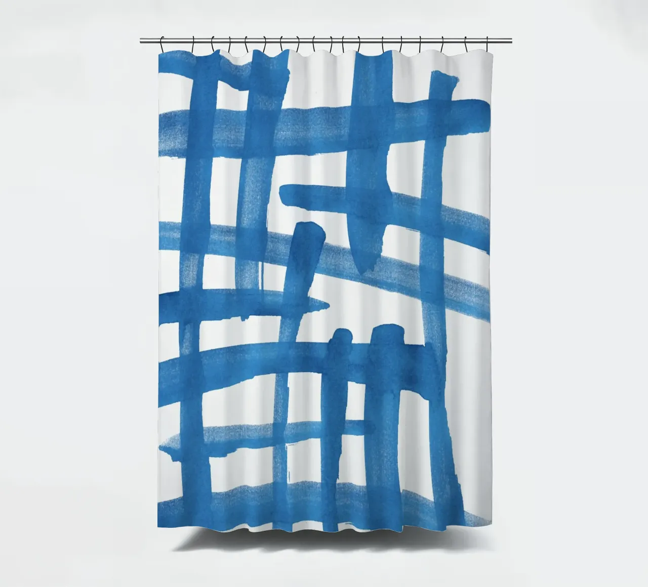 Linee astratte blu e bianche 01 tenda da doccia da amini54