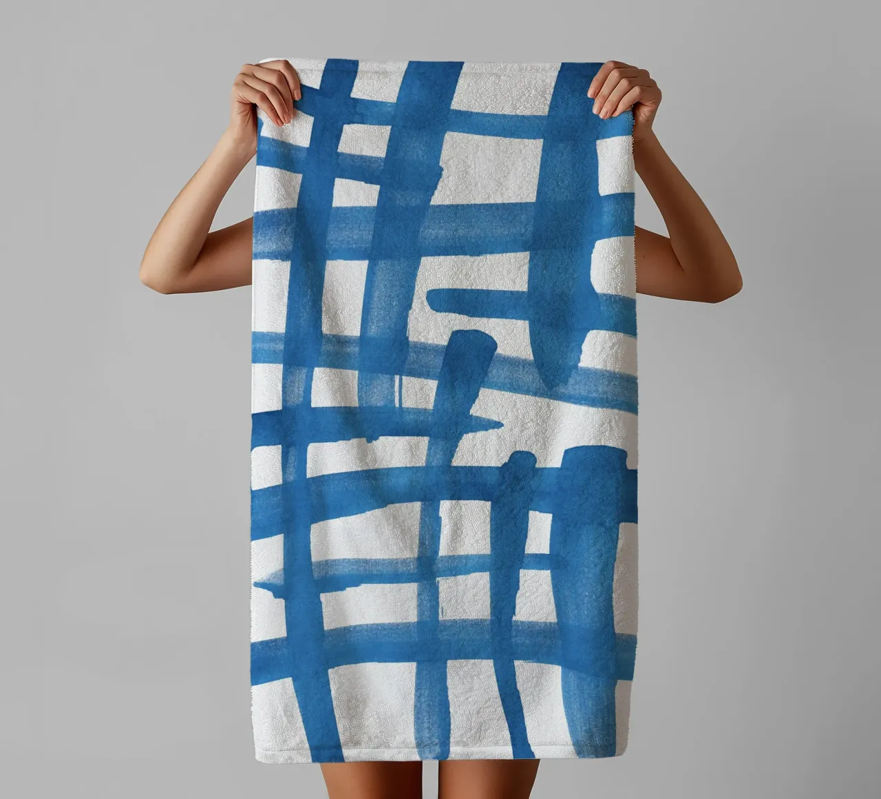 Linee astratte blu e bianche 01 asciugamano da bagno da amini54
