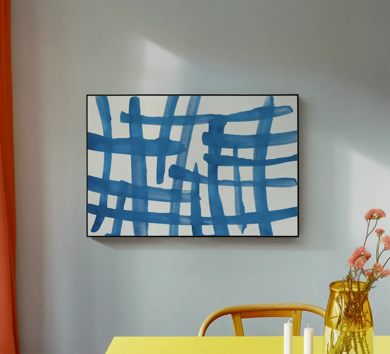 Linee astratte blu e bianche 01 plexiglass da amini54