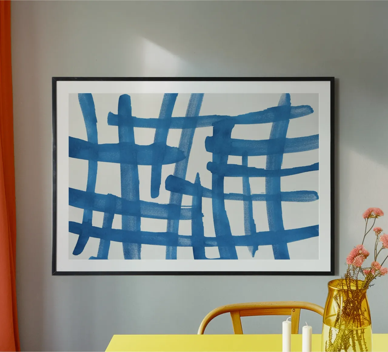 Linee astratte blu e bianche 01 carta hahnemühle da amini54