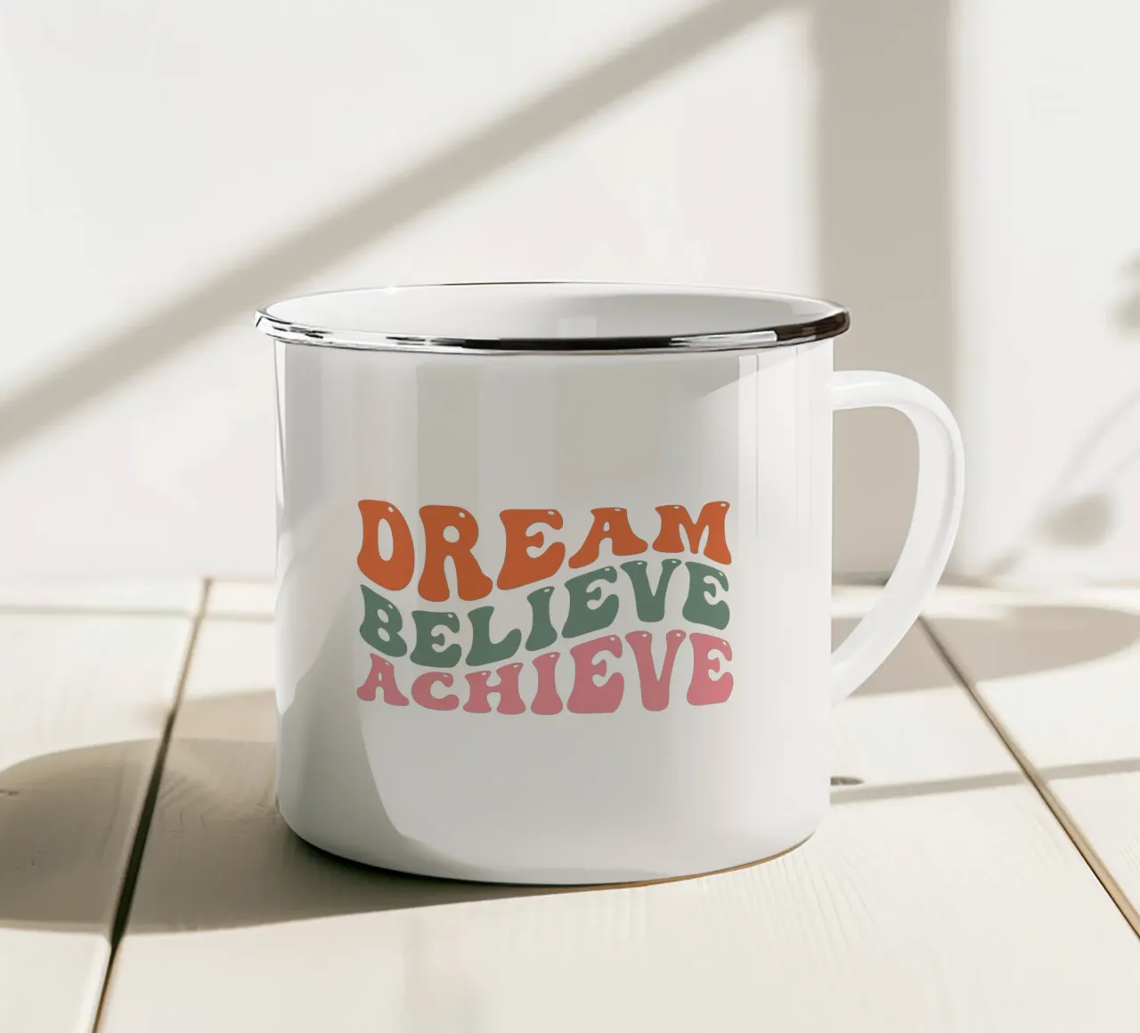 Sognare, credere, realizzare. tazza in smalto da pdigitalprints