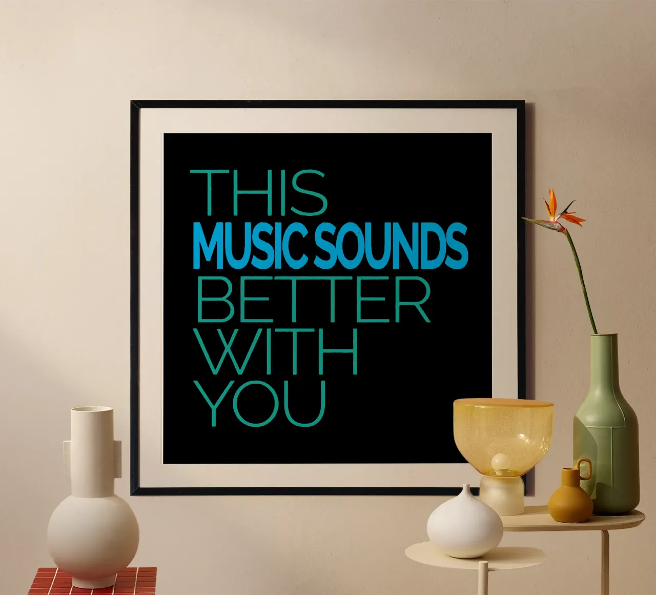 Questa musica suona meglio con te poster con telaio in plastica da Gunawan Rb