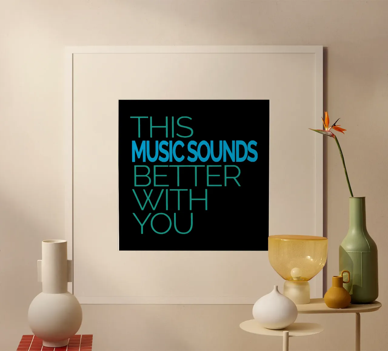 Questa musica suona meglio con te poster con telaio in plastica da Gunawan Rb