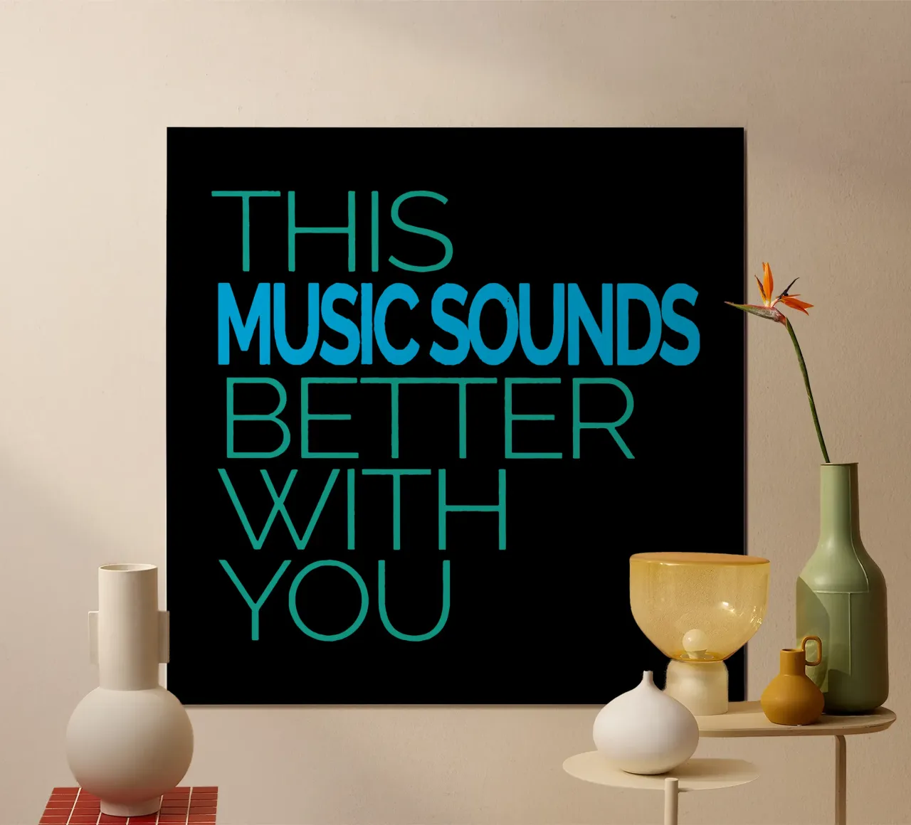 Questa musica suona meglio con te poster con telaio in plastica da Gunawan Rb