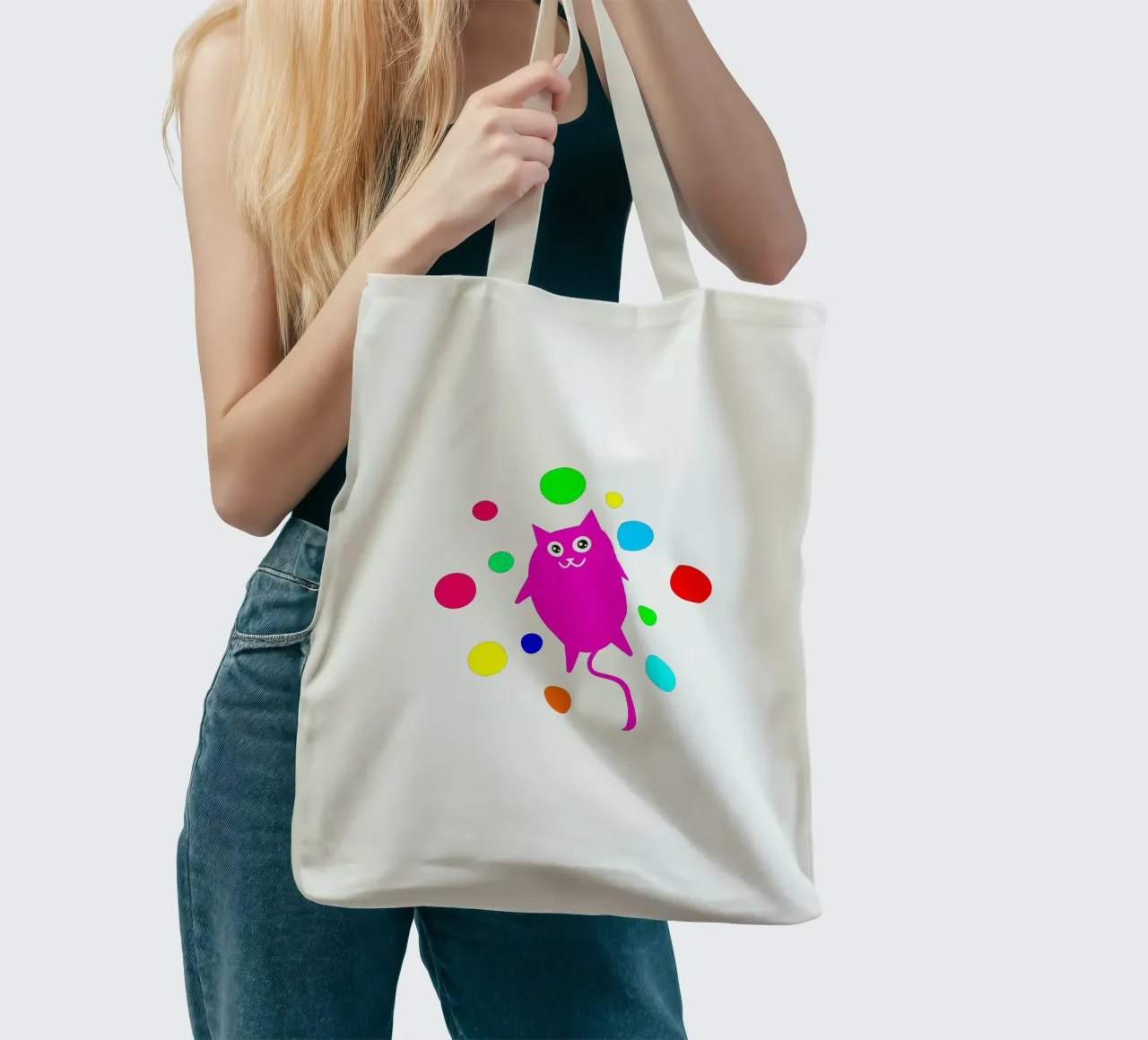 Bubble floating cat borsa in juta da happieeagle