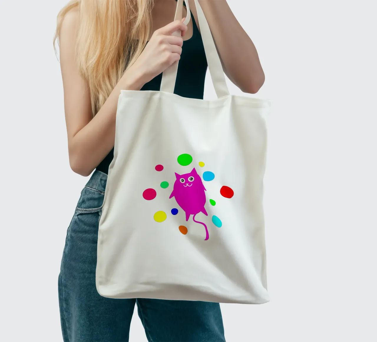 Bubble floating cat borsa in juta da happieeagle