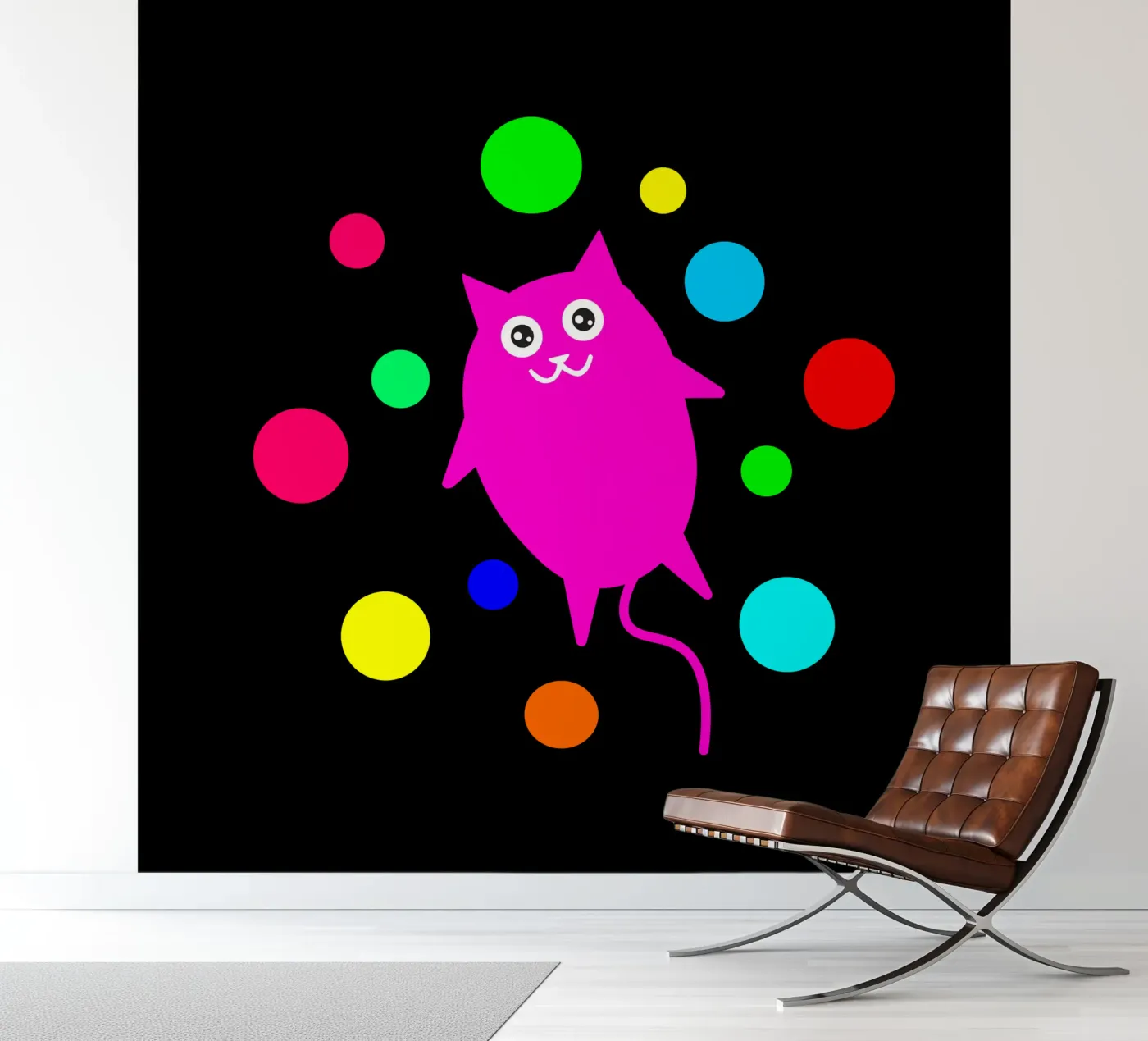 Bubble floating cat fotobehang van happieeagle