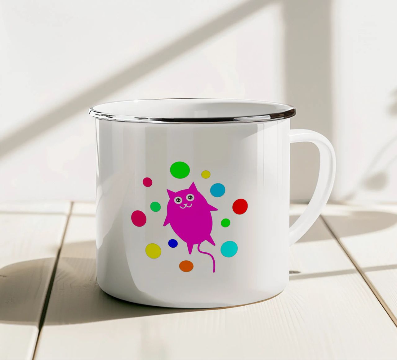Bubble floating cat tazza in smalto da happieeagle
