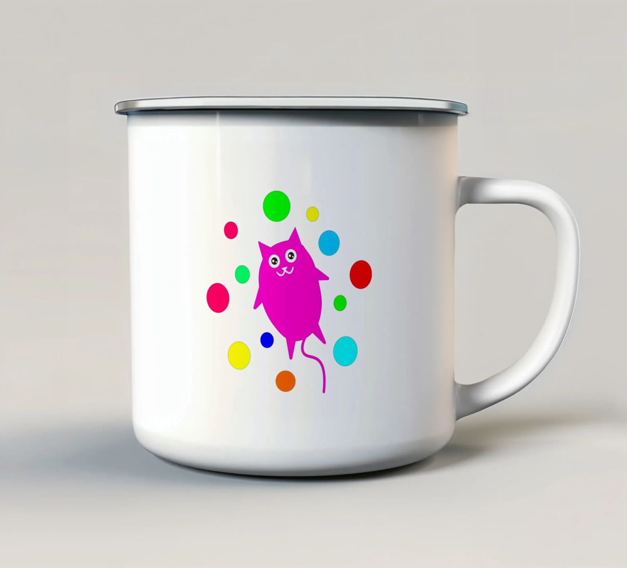Bubble floating cat tazza in smalto da happieeagle