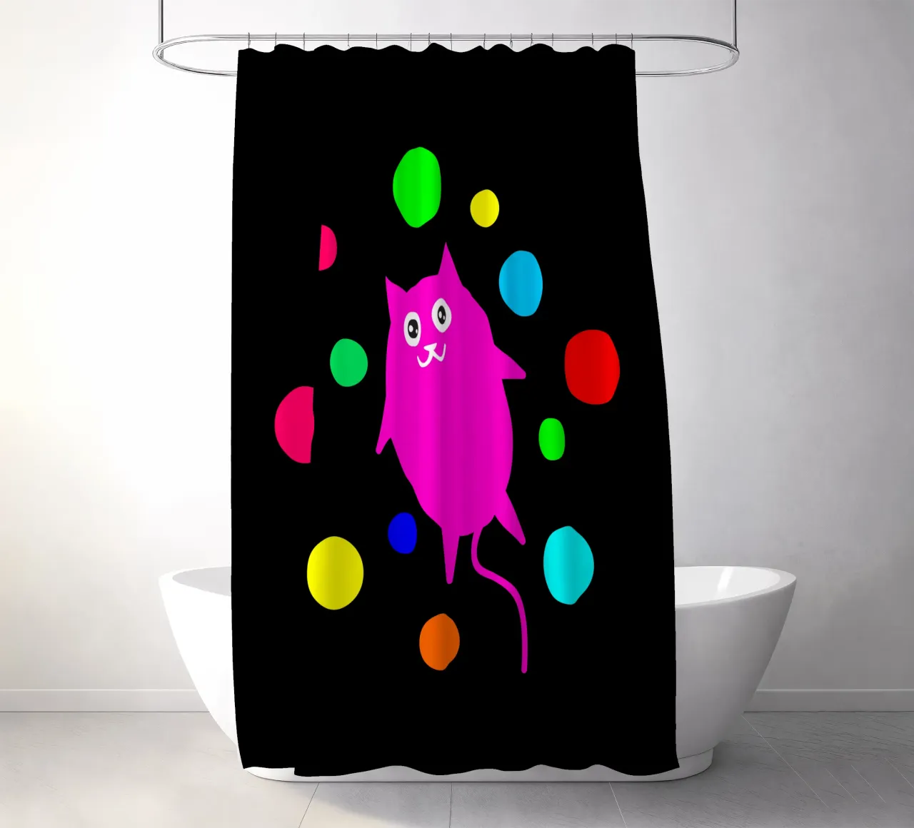 Bubble floating cat cortina de baño de happieeagle