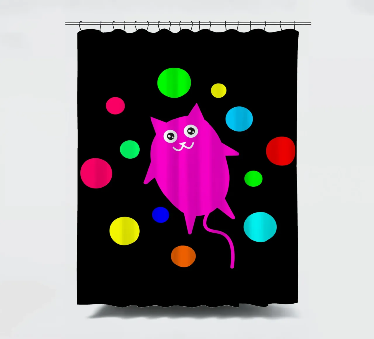 Bubble floating cat cortina de baño de happieeagle