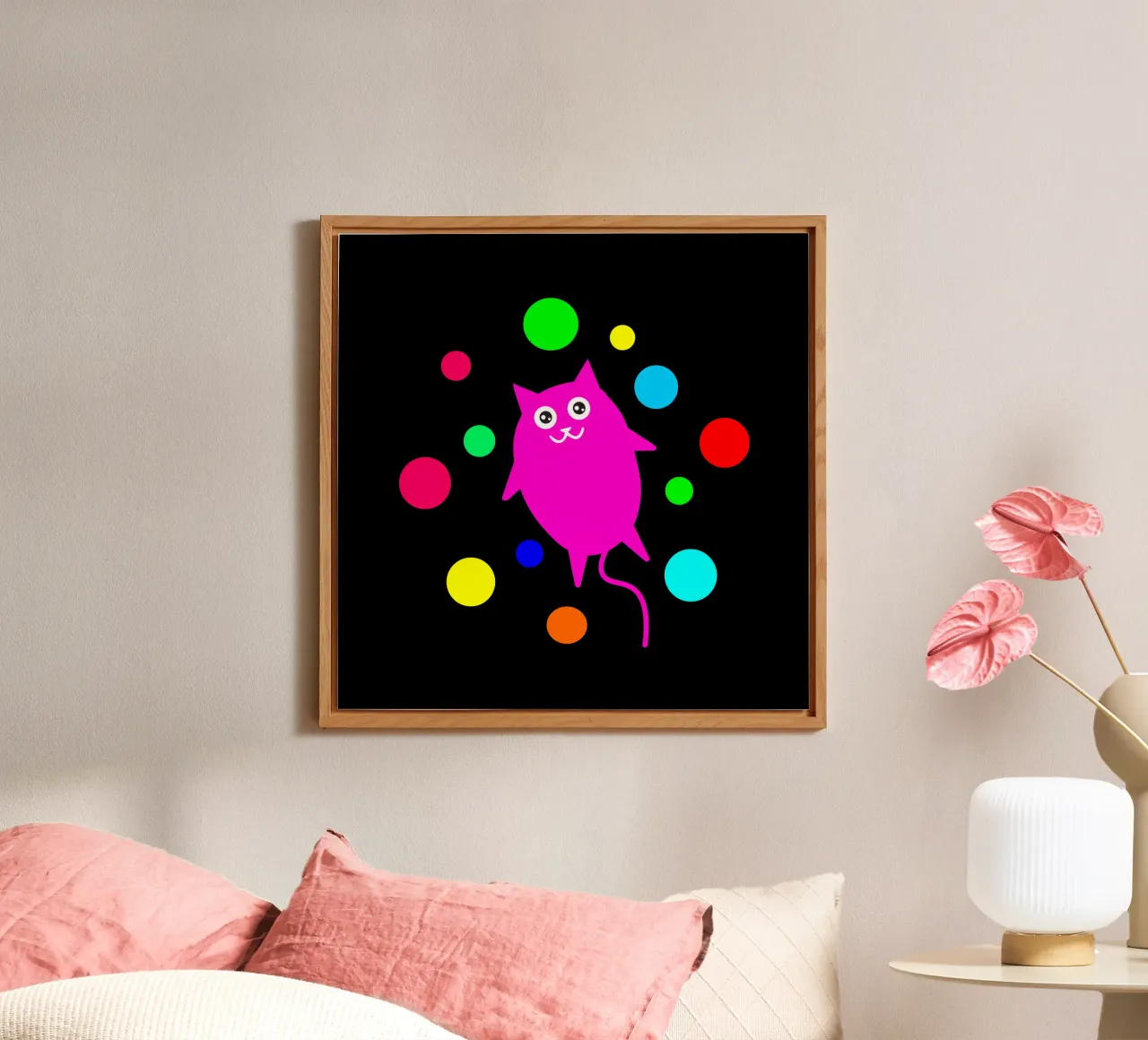 Bubble floating cat aluminium-dibond van happieeagle