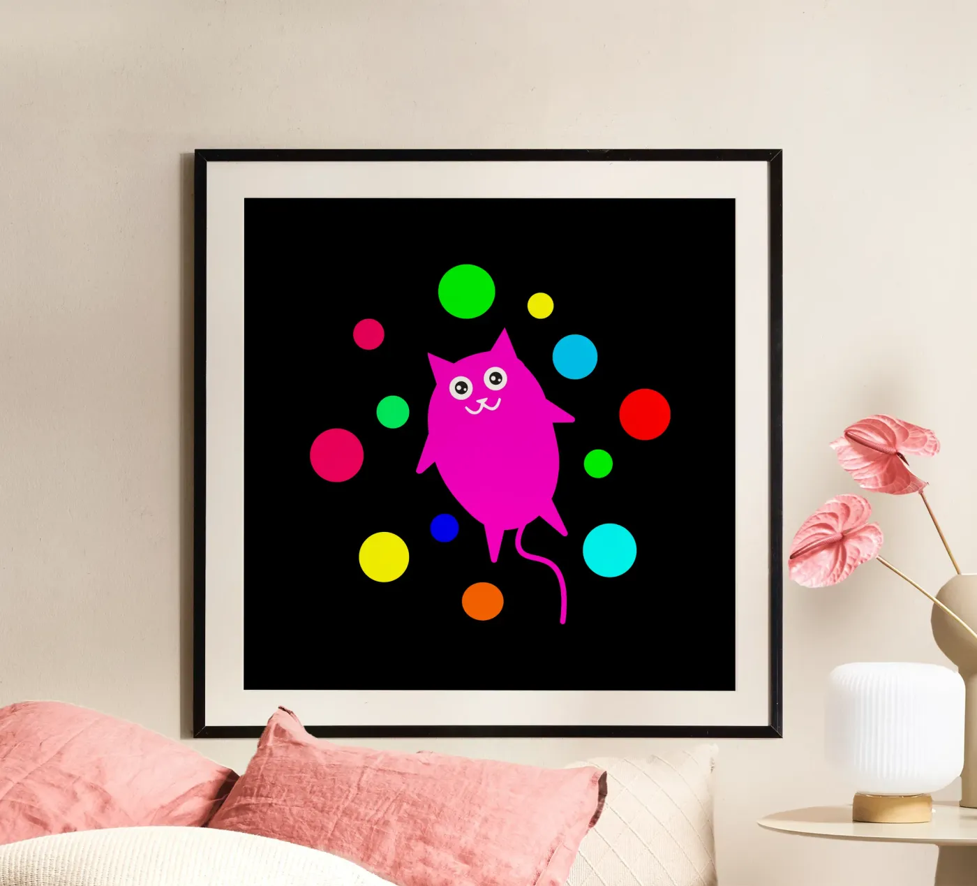 Bubble floating cat poster van happieeagle