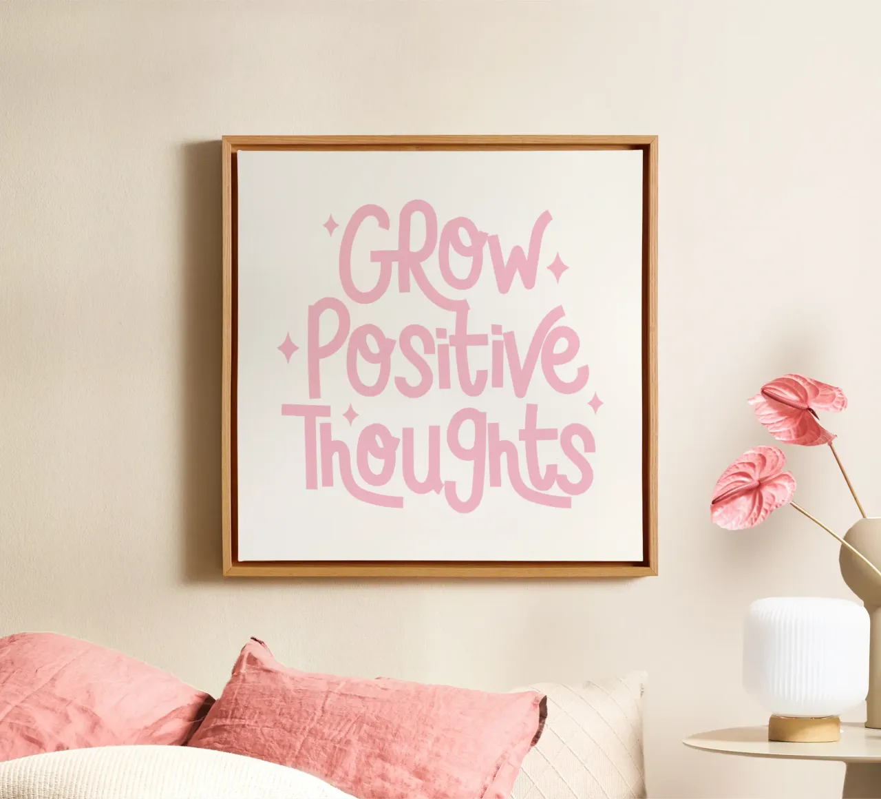 Coltivare pensieri positivi tela con Cornice a cassetta da pdigitalprints