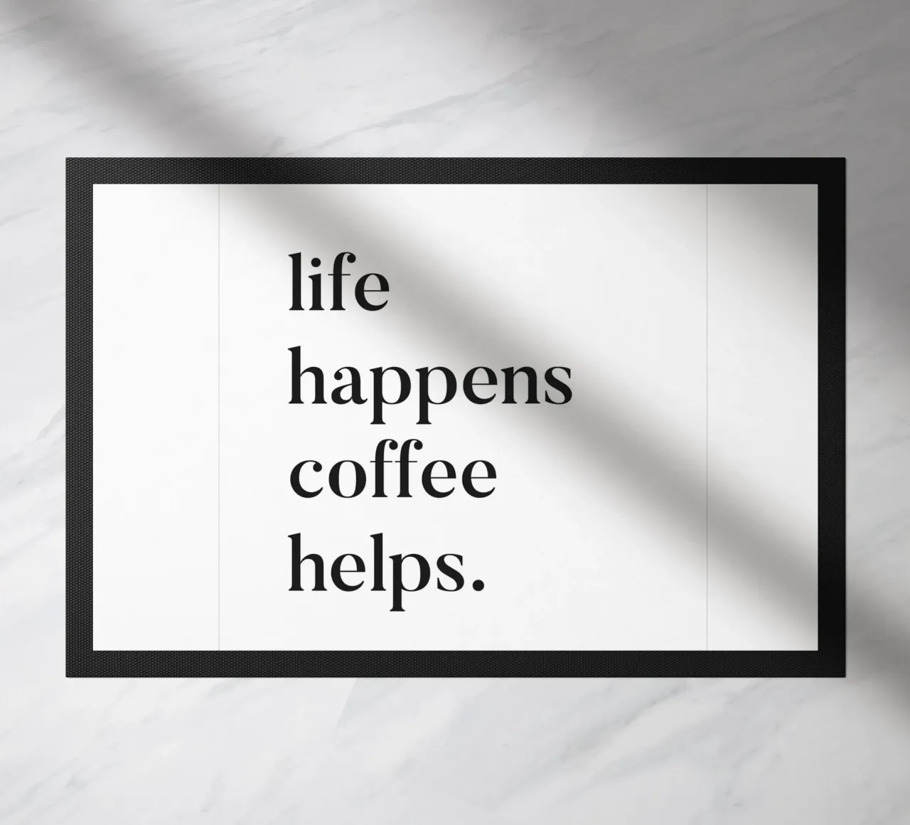 Life Happens Coffee Helps - Modern coffee quote doormat by Whole©