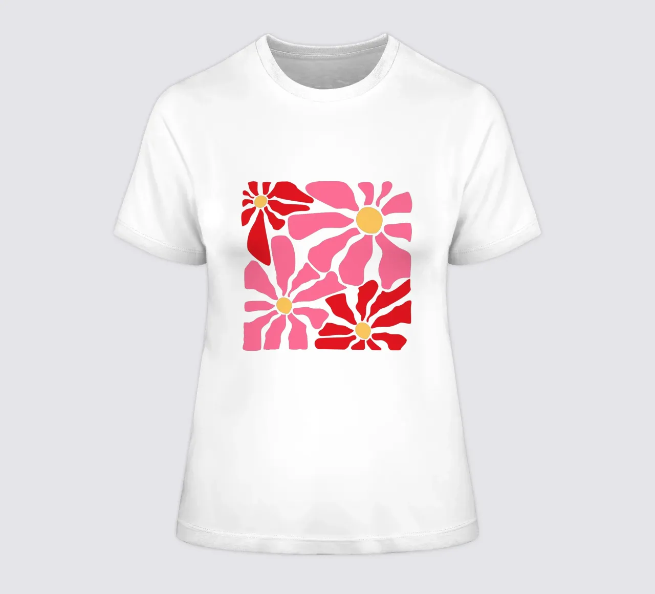 Preppy abstracte bloemenprint dames t-shirt getailleerd van pdigitalprints