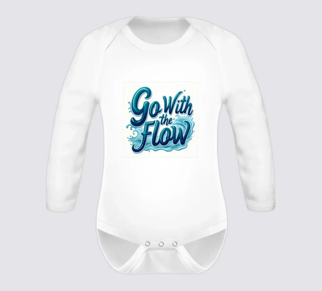 Go With the Flow long-sleeve baby romper by inspirational quote