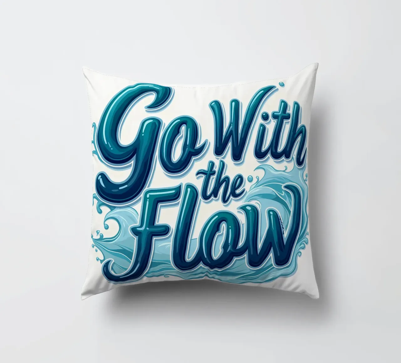 Go With the Flow decorative cushion by inspirational quote