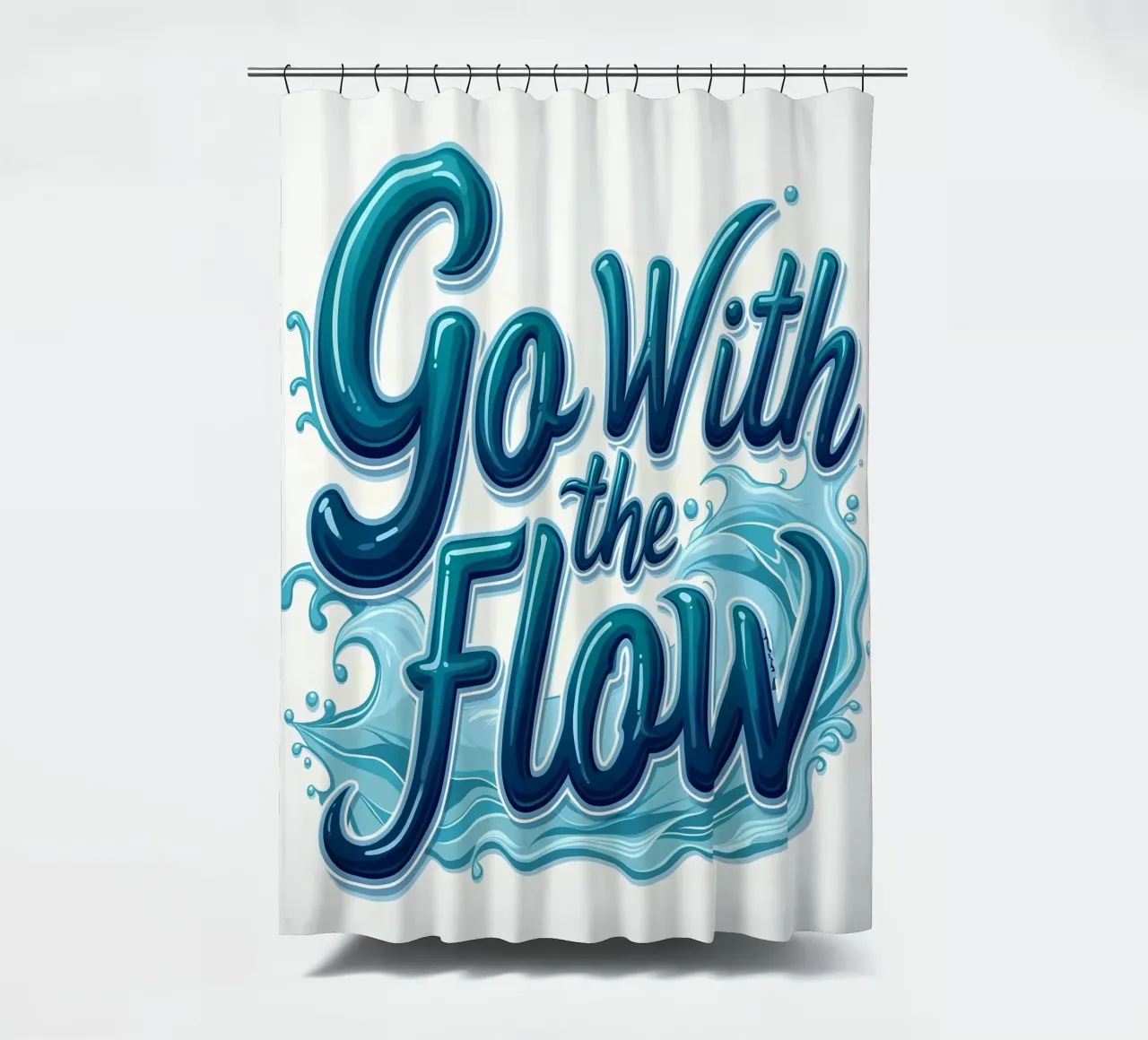 Go With the Flow shower curtain by inspirational quote