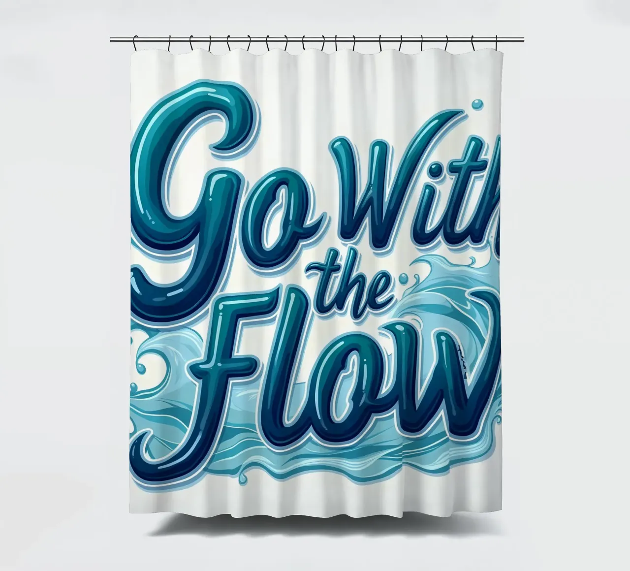 Go With the Flow shower curtain by inspirational quote
