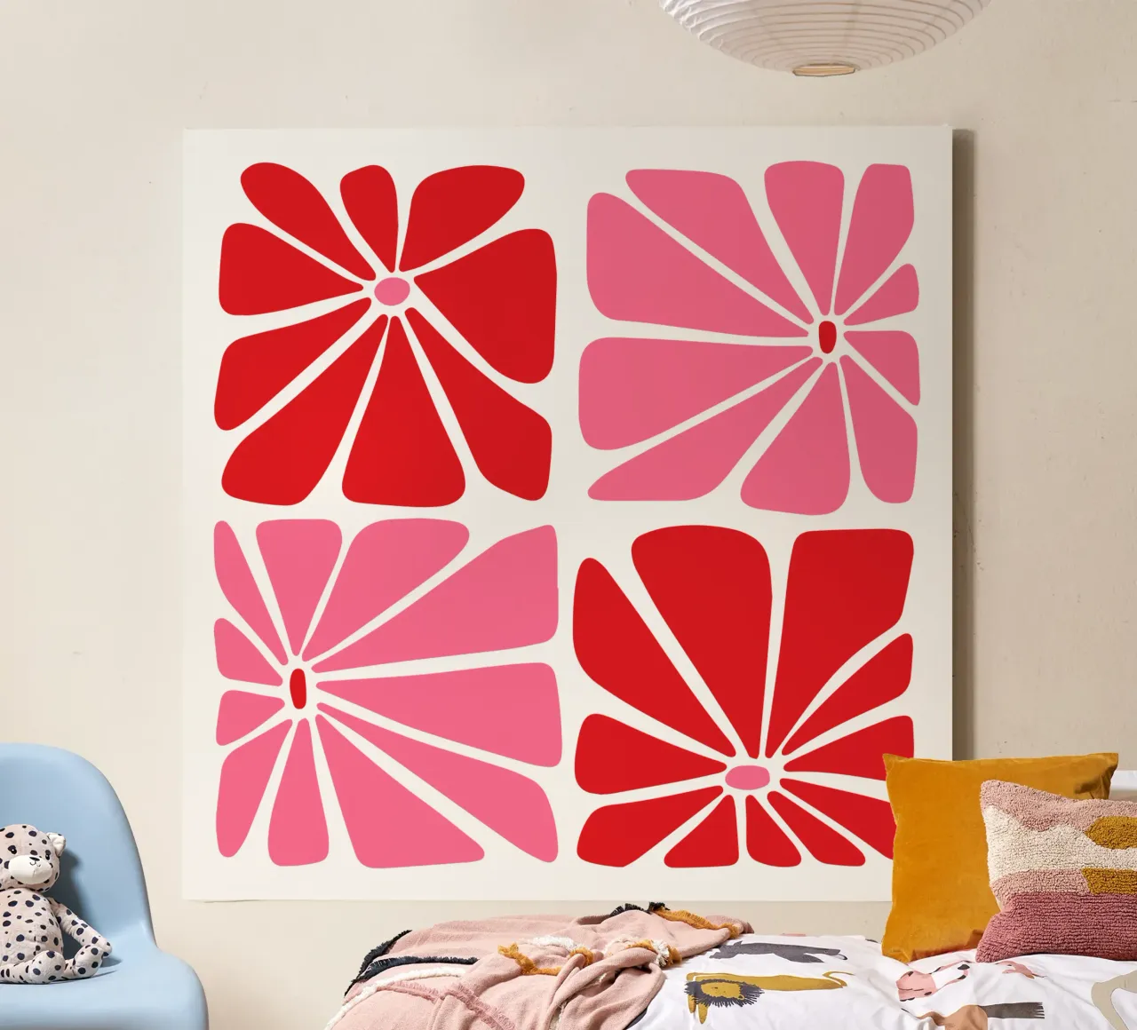 abstracte bloemenprint canvas met Baklijst van pdigitalprints