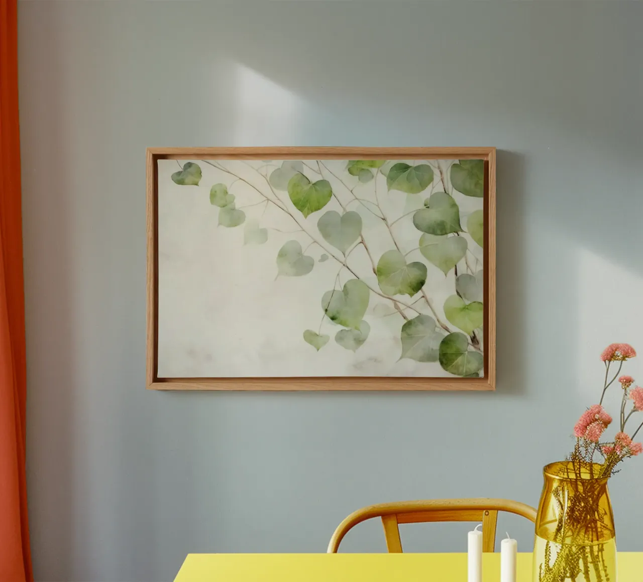 Bladeren in de wind canvas met Baklijst van Modern Muse
