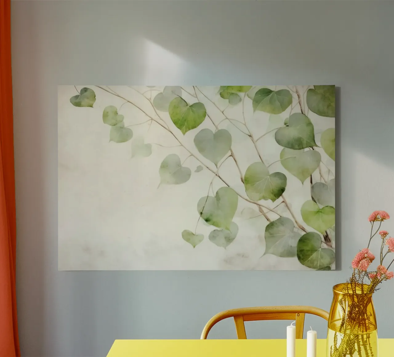 Bladeren in de wind canvas met Baklijst van Modern Muse