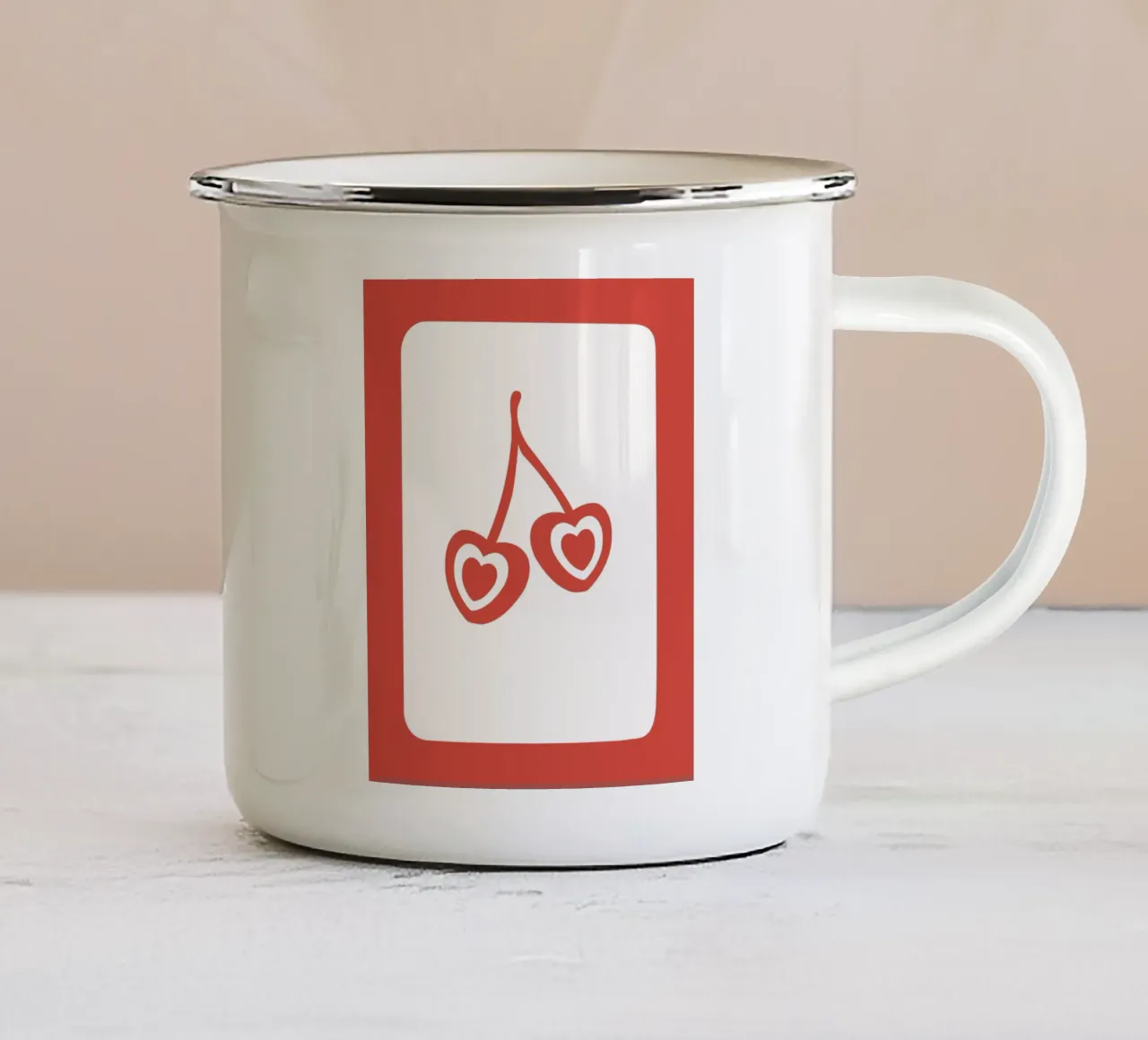 Ciliegia Preppy Hearts tazza in smalto da pdigitalprints