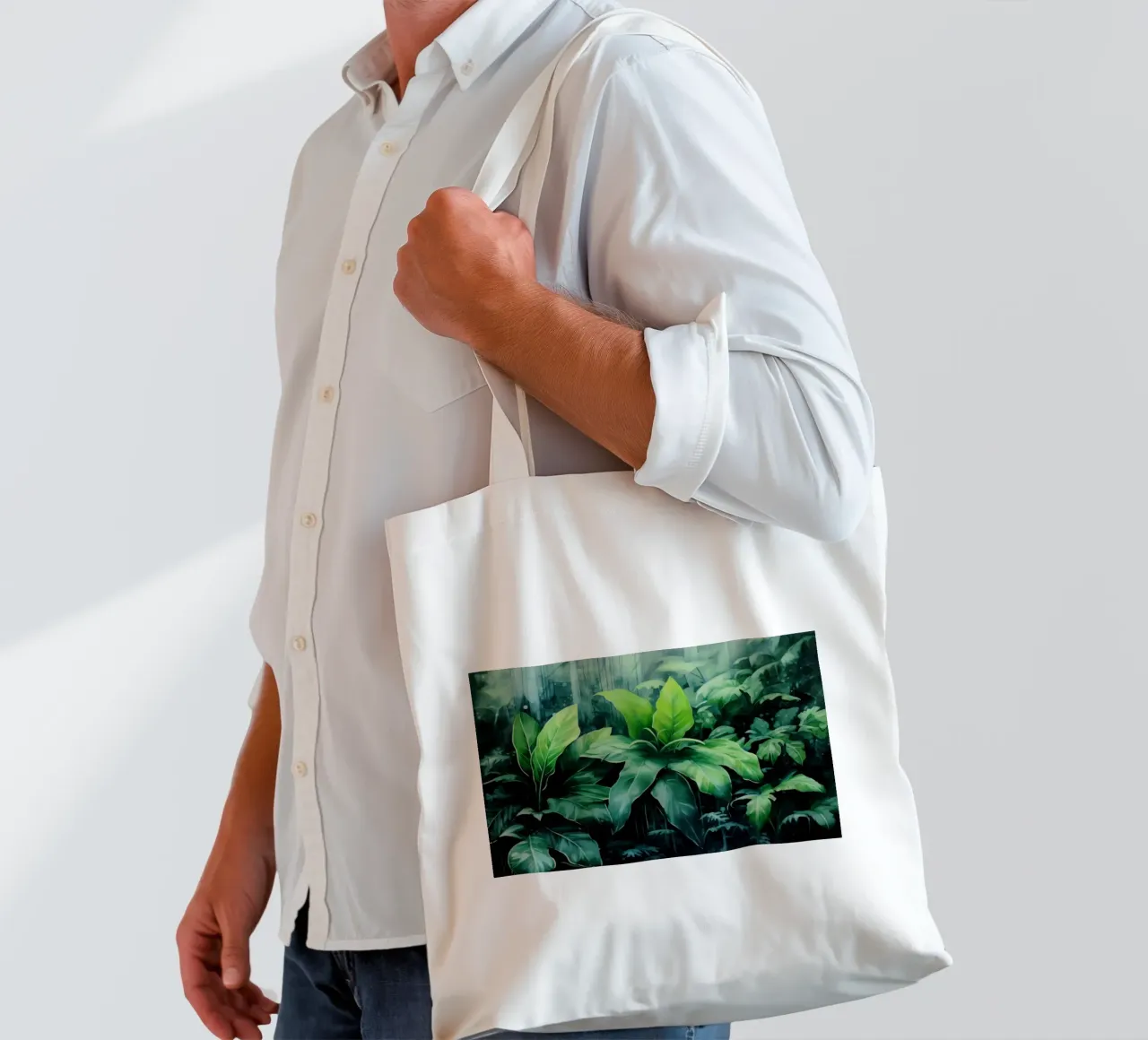 Tropischer Landschaftsgarten Jutebeutel von Modern Muse