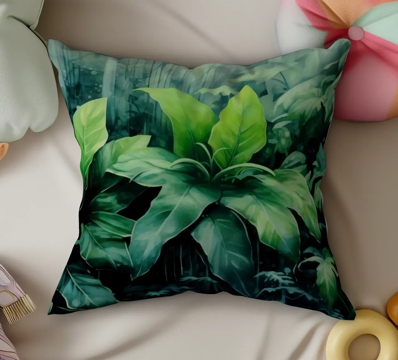 Tropischer Landschaftsgarten Kissen von Modern Muse