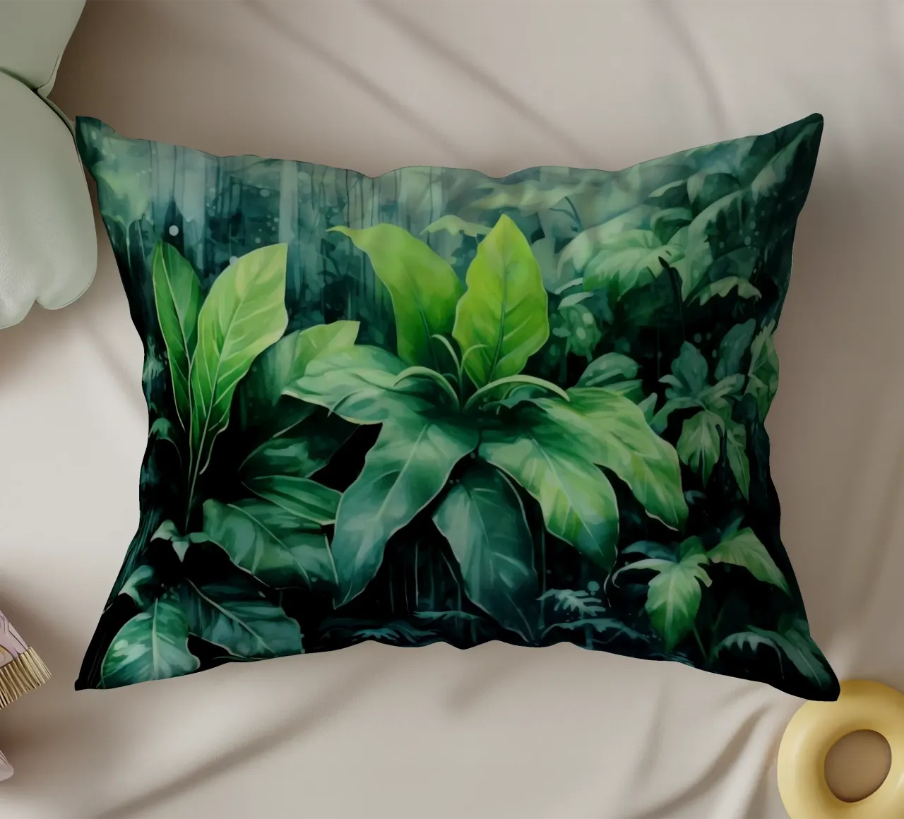Tropischer Landschaftsgarten Kissen von Modern Muse