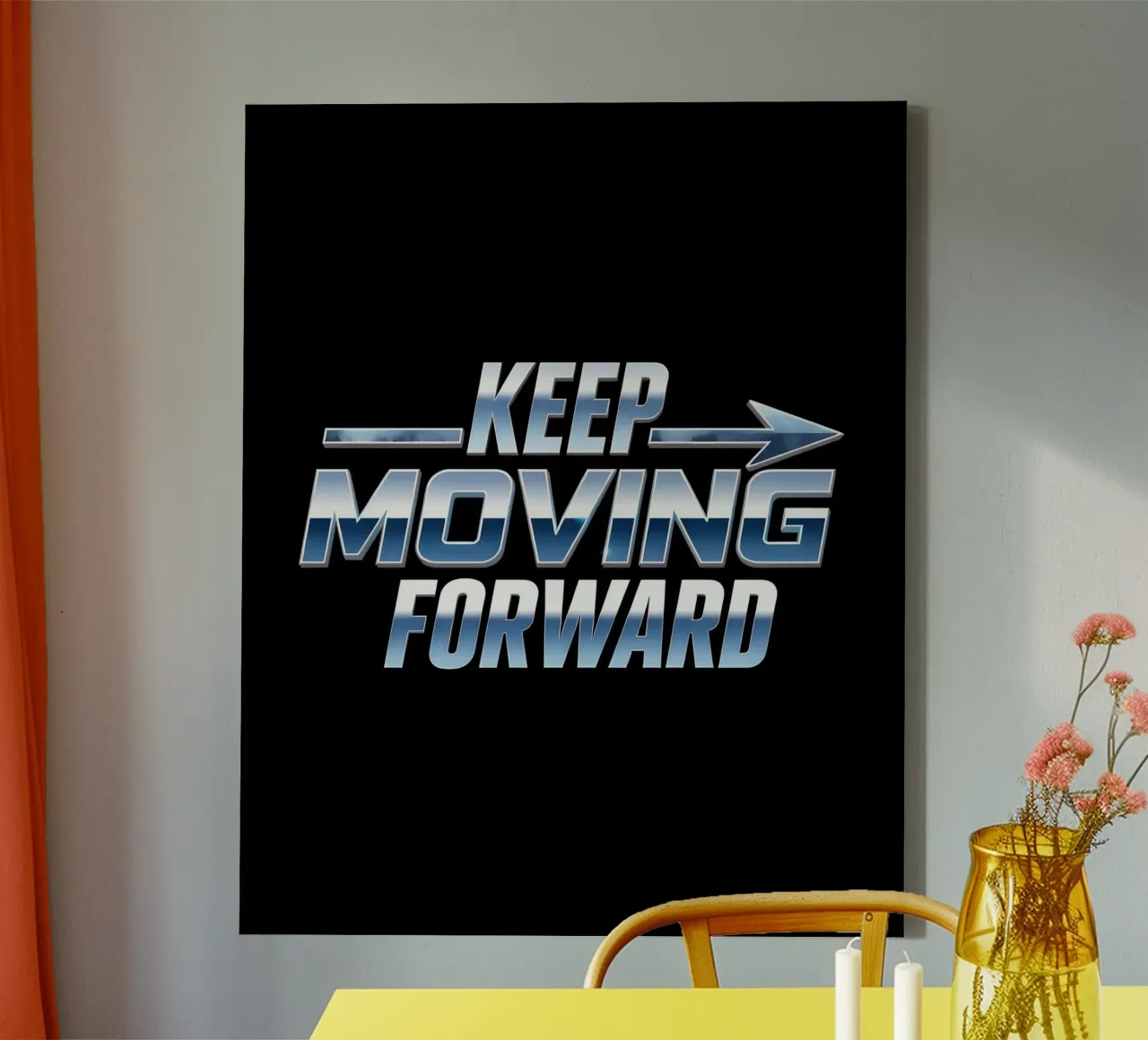 Keep Moving Forward - Motivational Typography canvas with Floater frame by inspirational quote