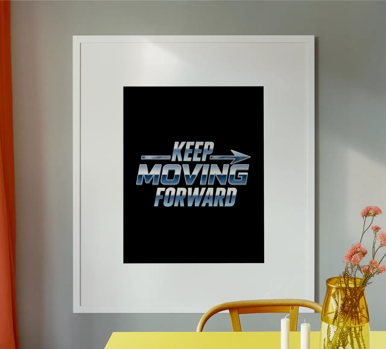 Continuare ad andare avanti - Tipografia motivazionale poster con telaio in alluminio da inspirational quote