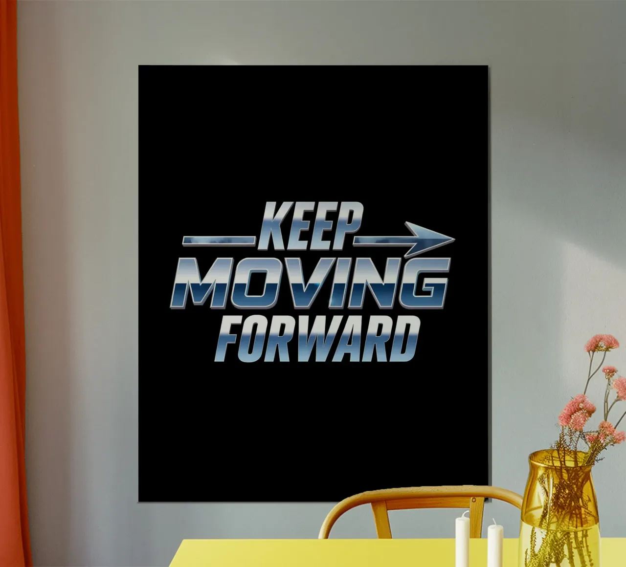 Continuare ad andare avanti - Tipografia motivazionale poster con telaio in alluminio da inspirational quote